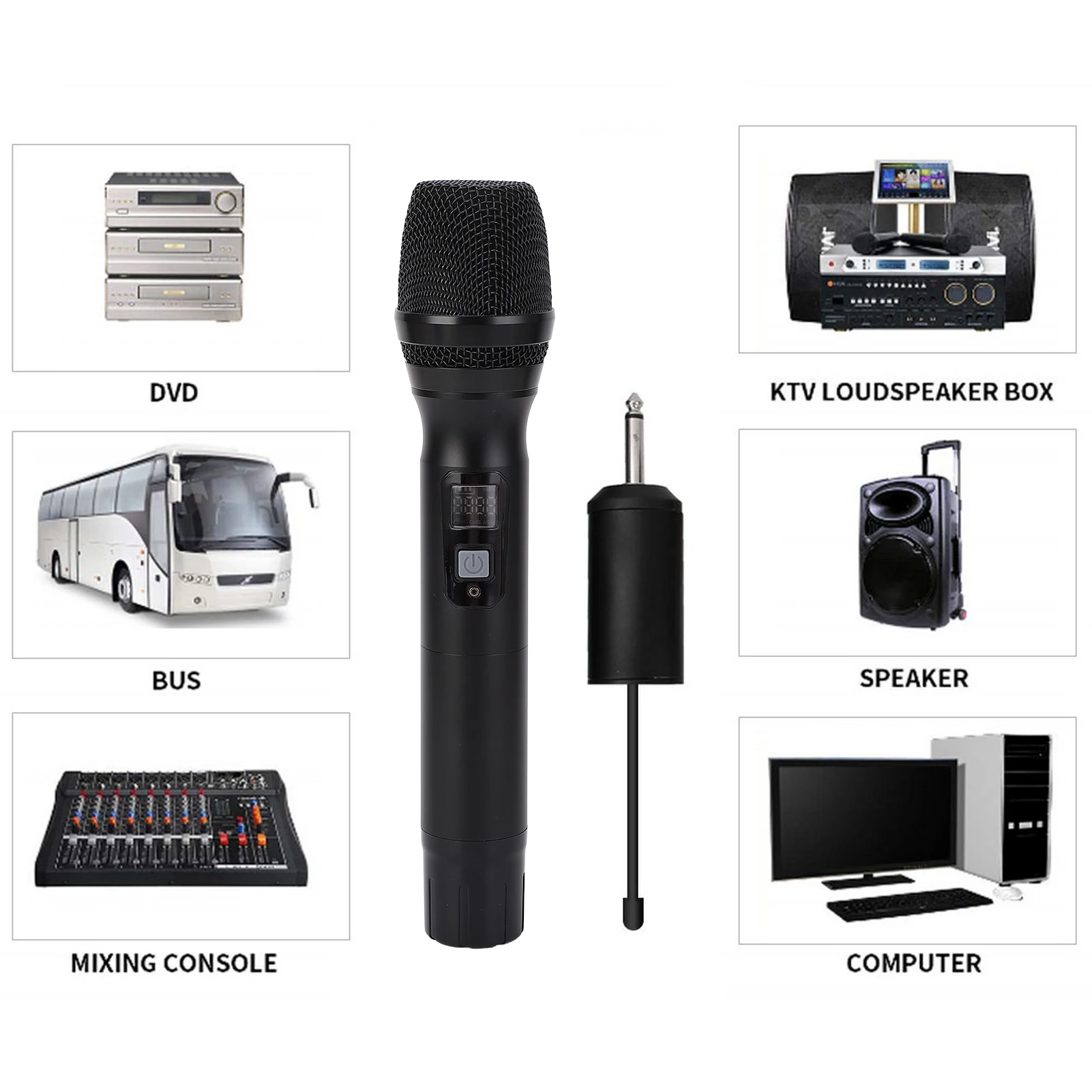 ميكروفون محمول باليد UHF مع جهاز استقبال بطارية AA لخطاب المؤتمر