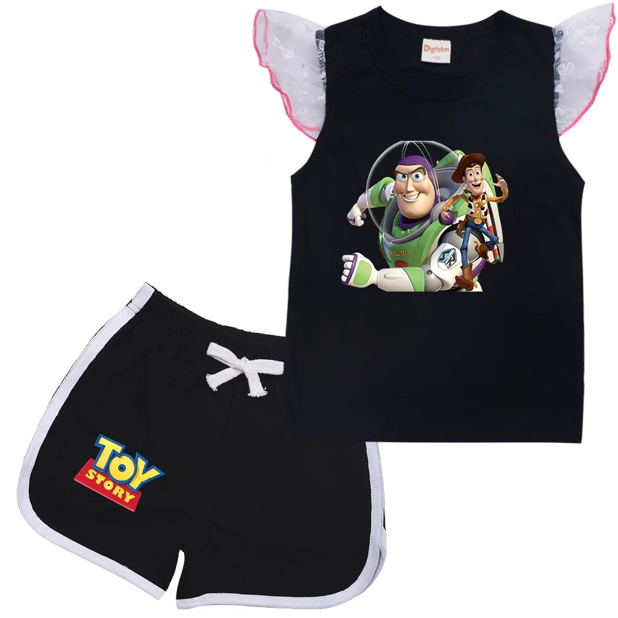 Toy Story Buzz Lightyear Cartoon Clothing Baby Boys Summer Clothes T-shirt+shorts Baby Girls Casual Clothing Sets