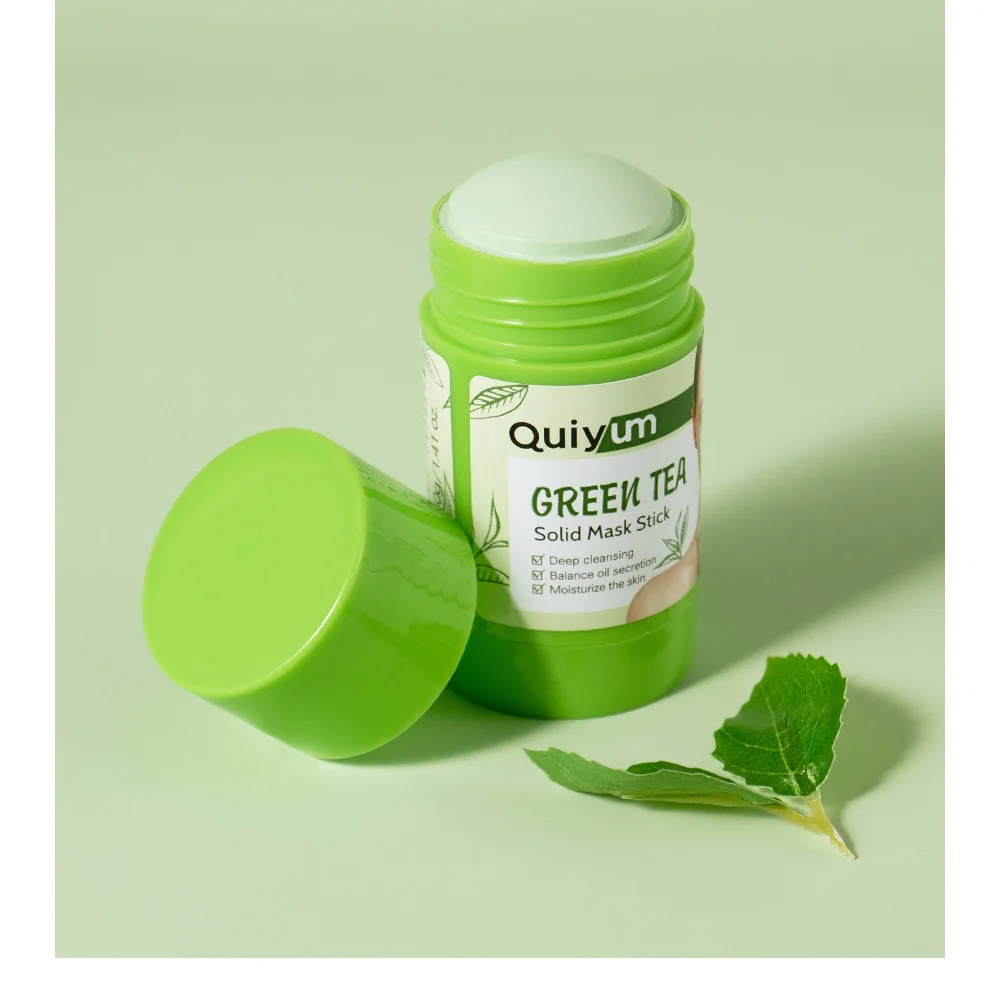QUIYUM Matcha Green Tea Mud Mask Stick 40g – Deep Cleansing Oil Control Pore Minimizer Hydrating Smearing Solid Clay Mask Korean