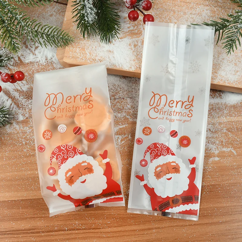 25/50pcs Christmas Candy Cookies Bags Santa Baking Biscuit Gift Packaging Bag Box Christmas Decoration For Home New Year Navidad