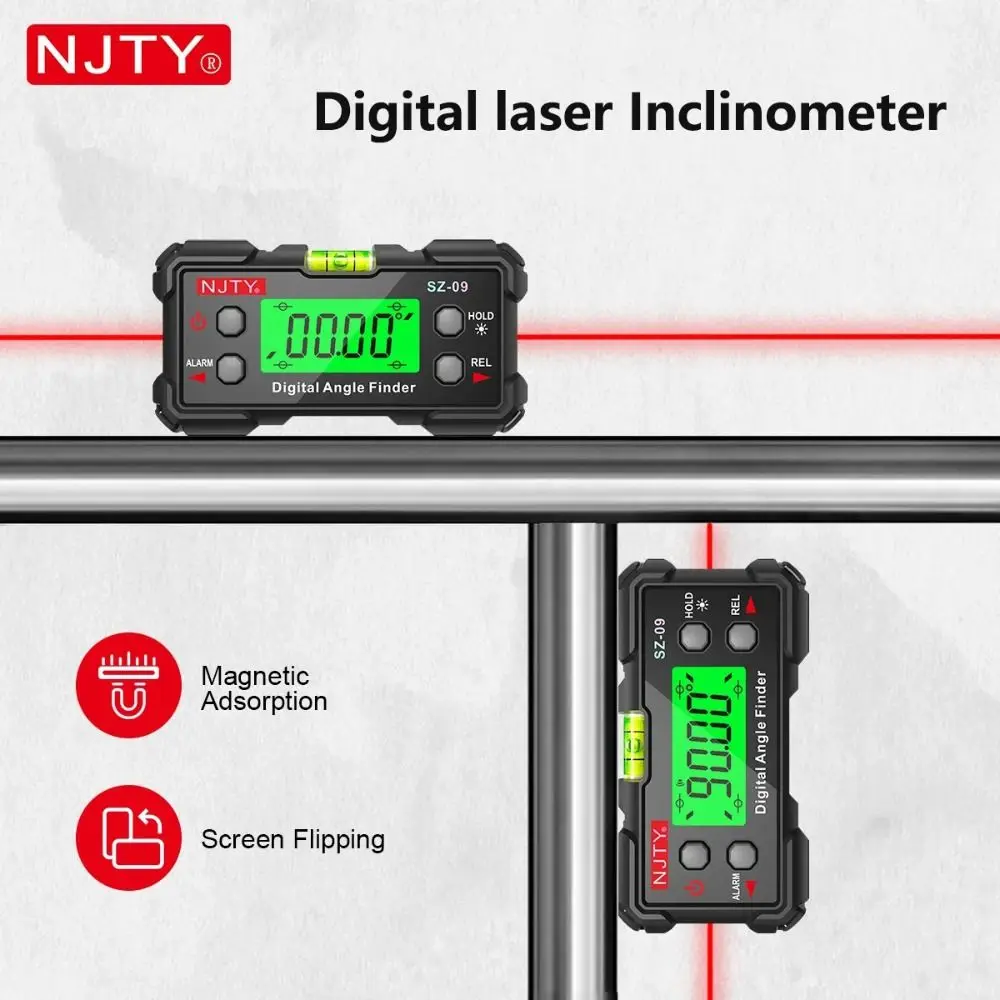 Multifunctional Digital Inclinometer Magnetic Rechargeable Angle Level High Accuracy with Dual-Side Laser Digital Angle Finder
