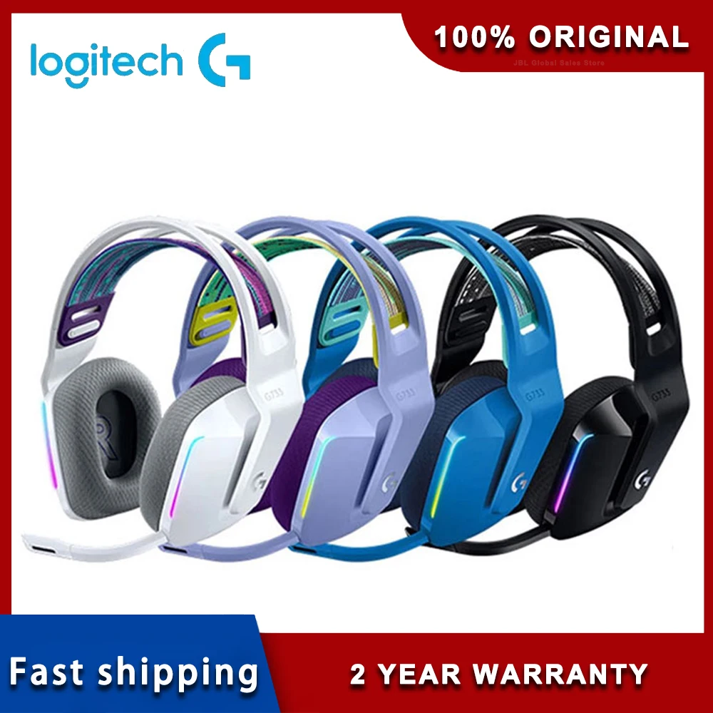 Logitech G733 LIGHTSPEED Wireless Headphones RGB DTS X2.0 7.1 Surround Sound Ultralight Headphones for PC Gamers