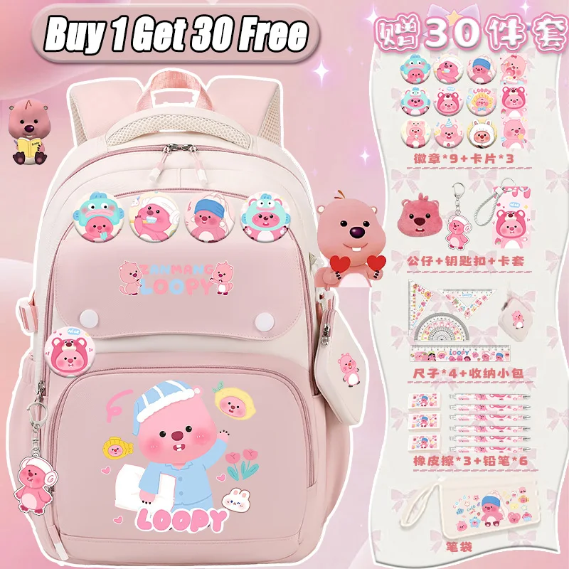 Sanrio Backpack Girls 2025 New Model Cute School Bag Beaver Cartoon Print Fashion School Backpack Youth Backpack