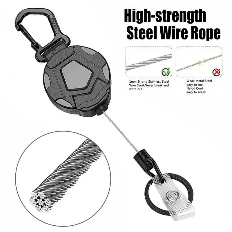 Tactical ID Badge Reel Universal Anti Theft Design Heavy Duty Pull Reel Strap For Tactical Badge Holder Portable Key Chain Ring
