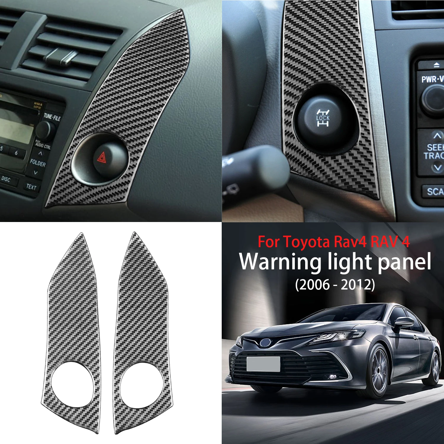 For Toyota Rav4 RAV 4 2006-2012 Car Carbon Fiber Center Control Panel Warning Light Switch Cover Frame Trim