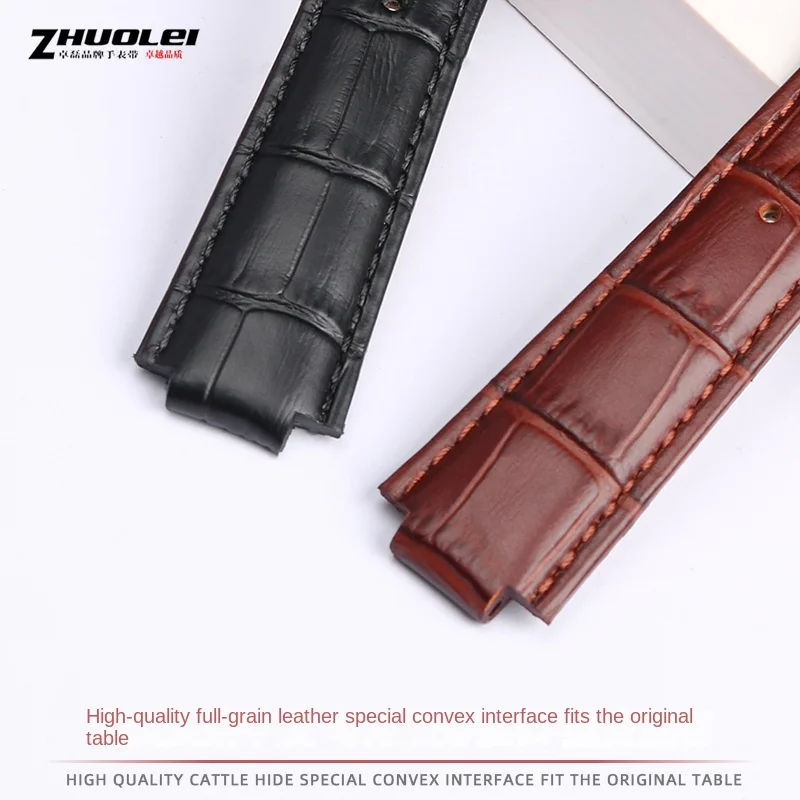 Genuine leather Watchband Chain Butterfly Clasp For Louis Vuitton Tambour Q1121 Men Women Q114k LV Cowhide Strap 21.12mm 18.10mm