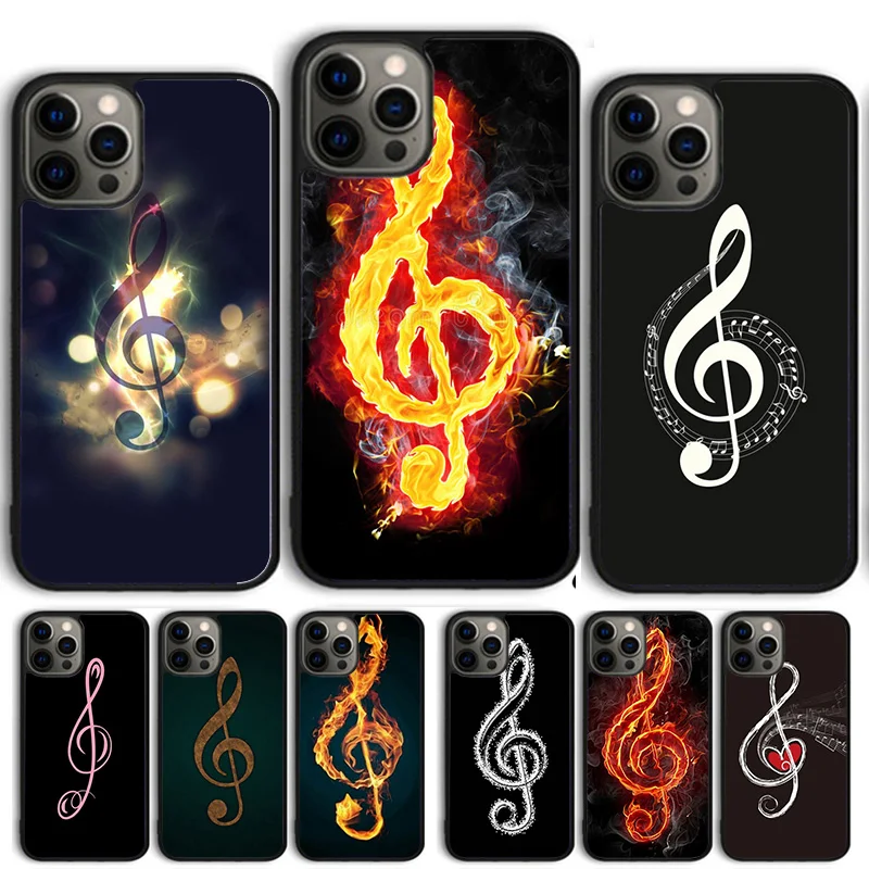 Treble Clef Music Note Phone Case Cover For iPhone 15 16 14 13 12 Pro Max mini 11 Pro Max XS X XR Plus Coque Shell