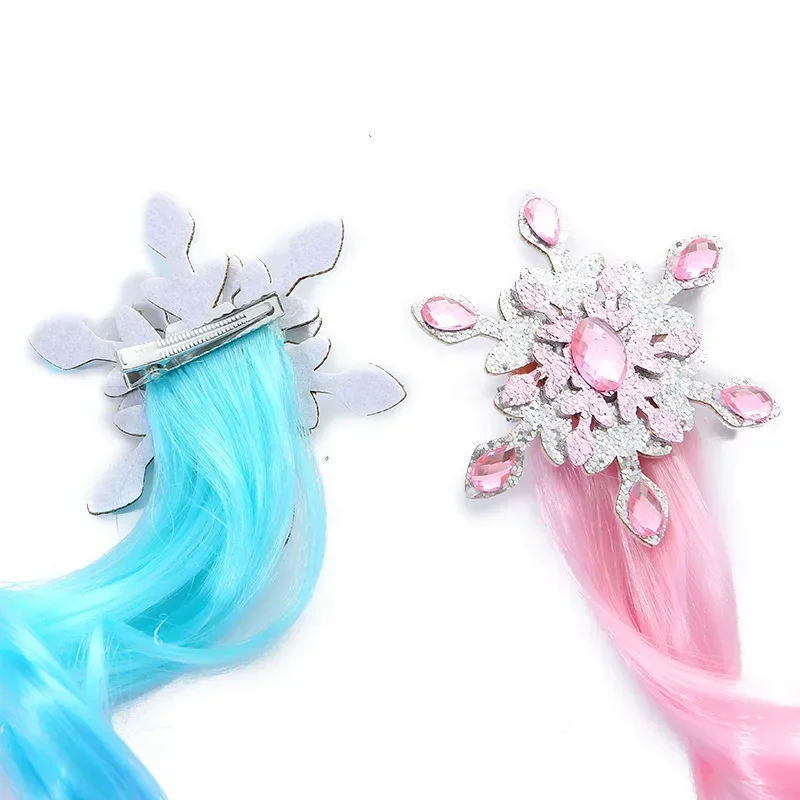 New Kids Wig Hair Accessories Princess Snow Rhinestone Wig Color Gradient Wig Children Headwear Girls Kids Hair Accessories