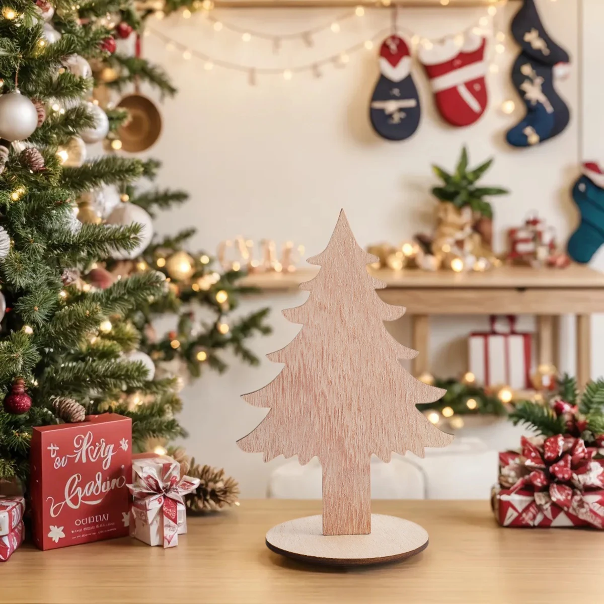 Wooden Christmas Tree Ornaments，Winter Desktop Decoration Set，Bohemian Home Decor, Room Country Rustic, Christmas Supplies Gift