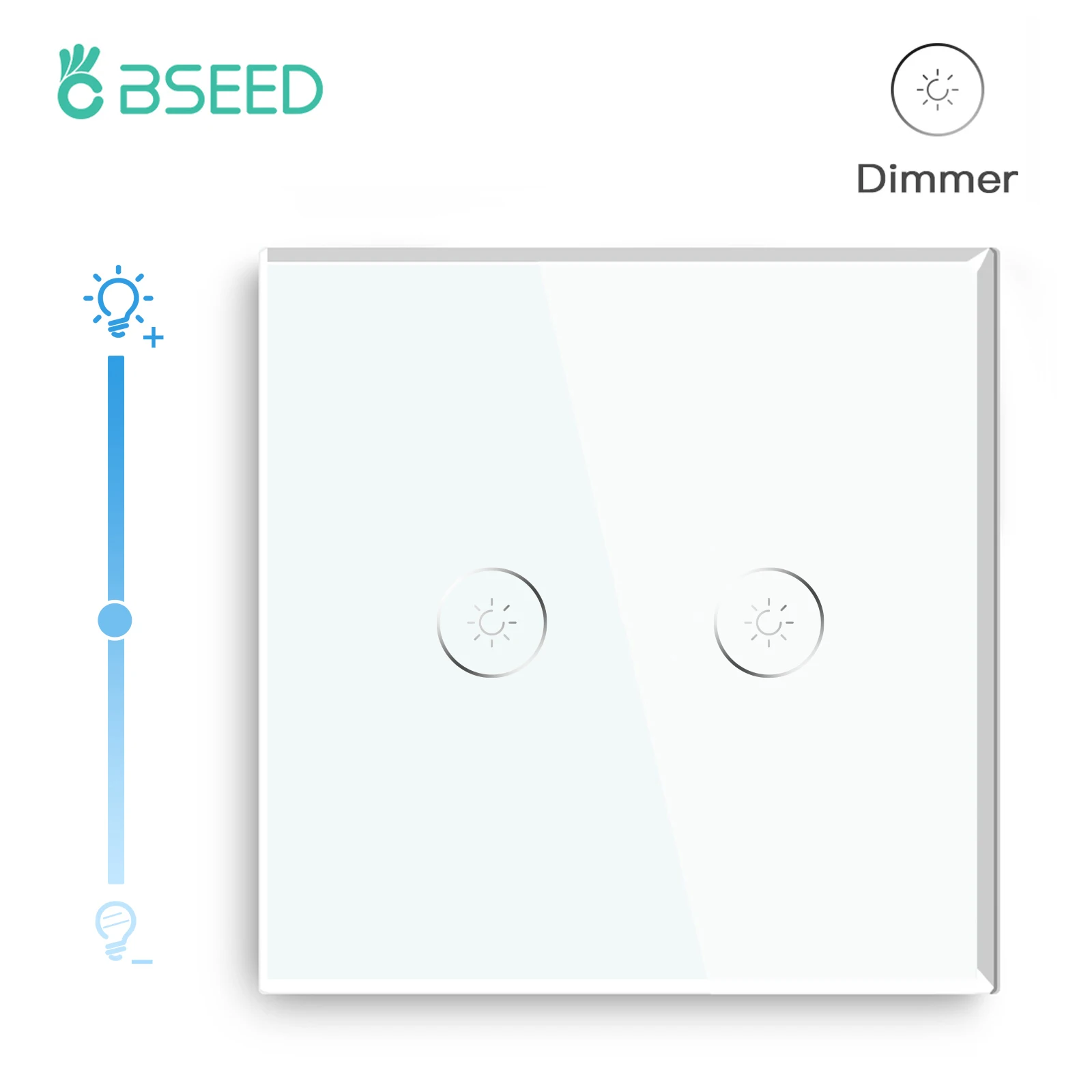 Bseed EU Touch Dimmer Switch 2 Gang 1 Way Led White Black Gloden Crystal Class Panel Dimmer