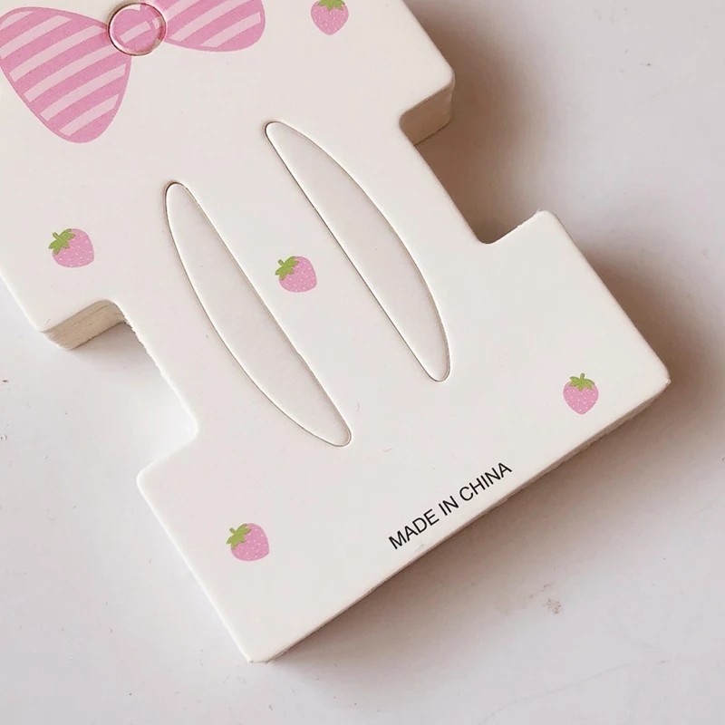 50PCS Cute Bowknot Strawberry Dual Card Position Paper Cards For DIY Girls Hair Accessories Display Packaging Cards Retail Tags