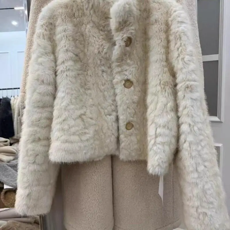 

Women's Short Cotton Padded Jacket Autumn Winter Fluffy Short Faux Fur Collar Coat Women Warm Jacket Outerwear Casual Fashion