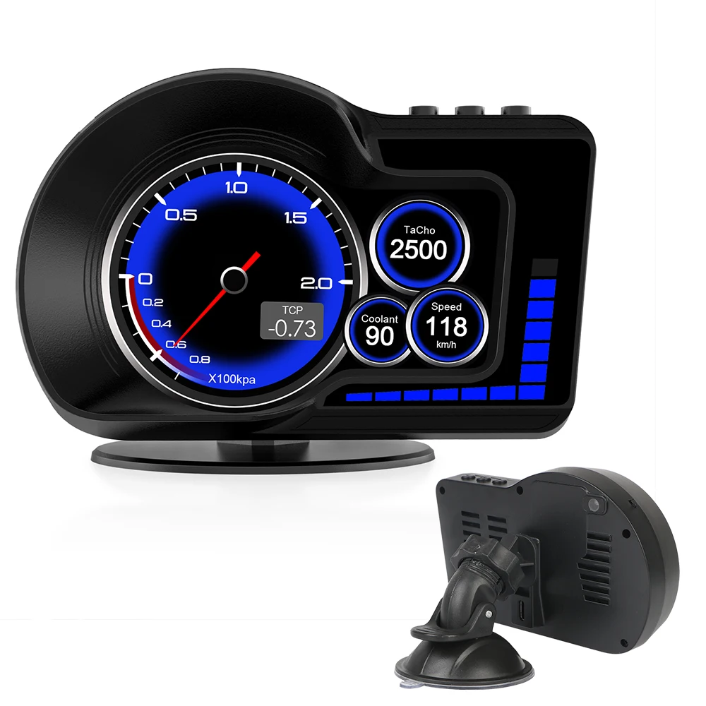 F15 OBD GPS Dual System Milometer RPM Gauge Speedometer Car Head Up Display 6 Alarm Functions Accelerated Test 8 Colors HUD