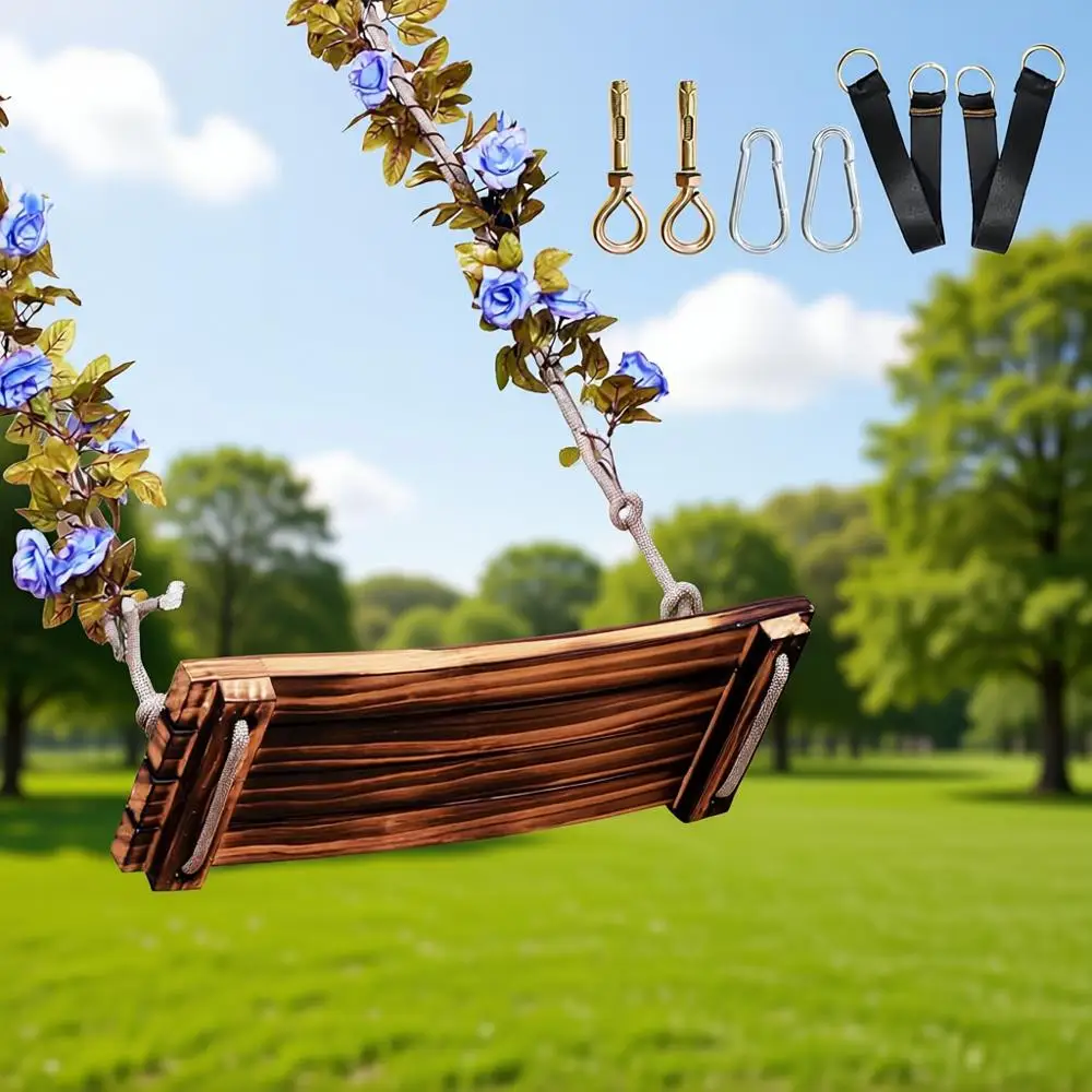 

Enhanced Wooden Swing Seat, 18x8, Versatile for Adults & Kids, 440lbs Capacity, Adjustable Ropes & Straps, Suitable for Indoor/O