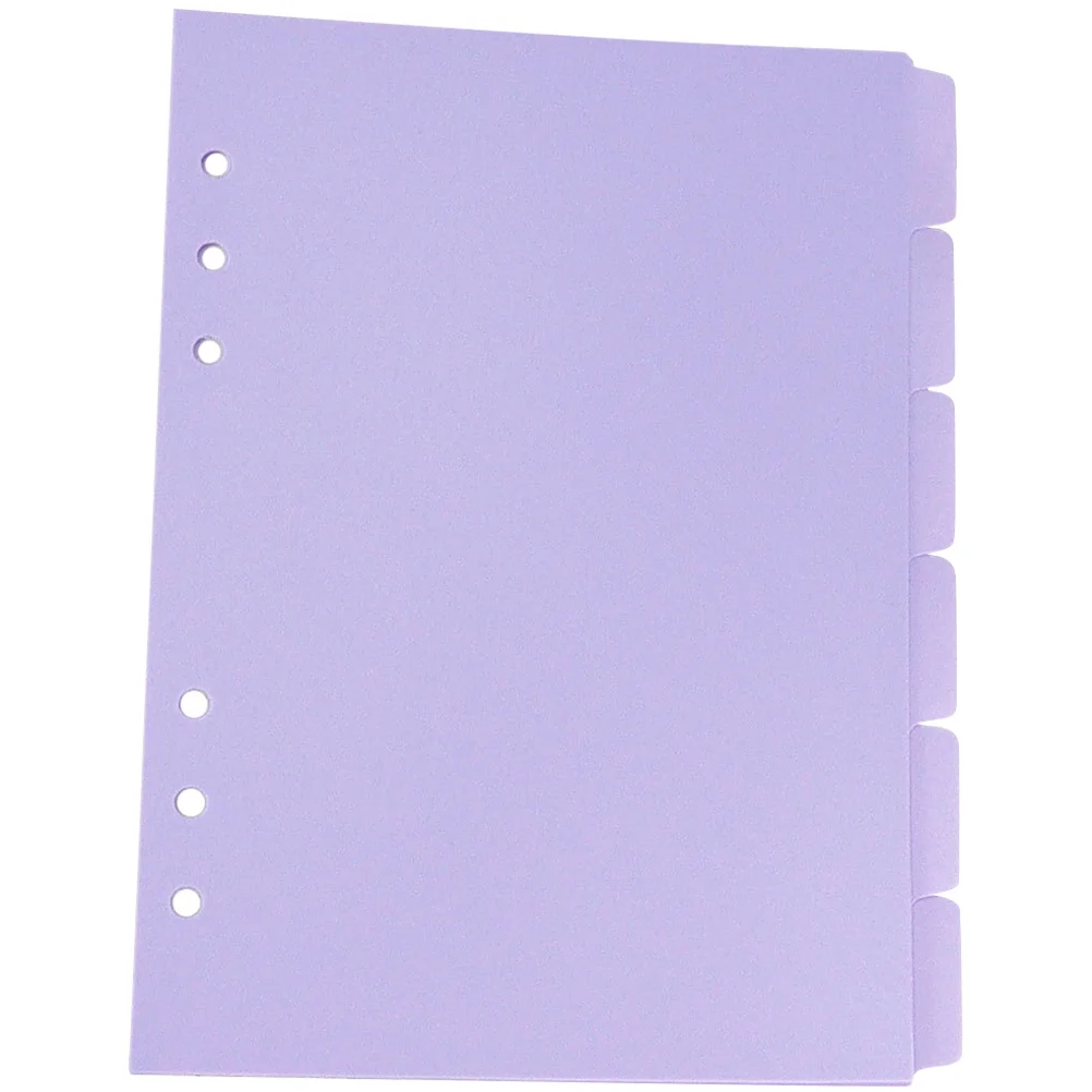 6 Pcs Separator Page Binder Tabs Dividers Notebook Colored Removable Labels The Notepad A4 Plastic Aesthetic Pocket