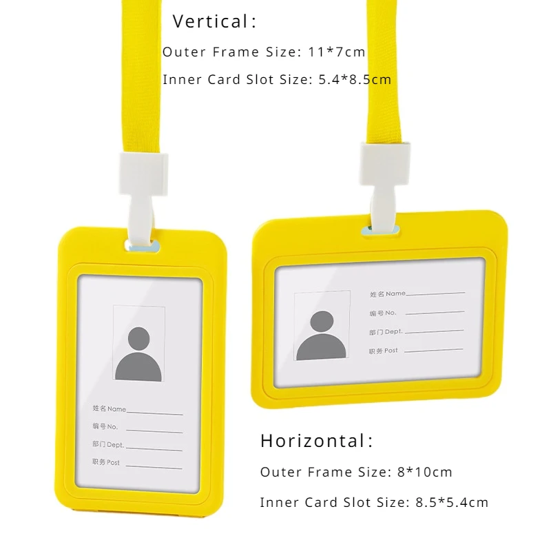 Custodia per permesso di lavoro in plastica tinta unita custodia per cordino Set targhetta identificativa nome Badge Pass porta carte di lavoro con tracolla per il personale