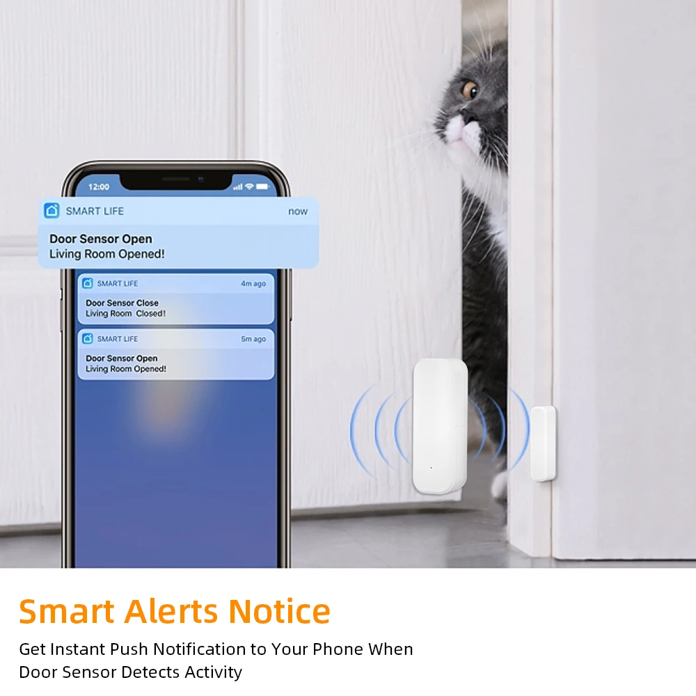 Zigbee Door Window Anti-Theft Detector Wireless Magnetic Contact Security Sensor APP Notification Alarm Zigbee Hub Required