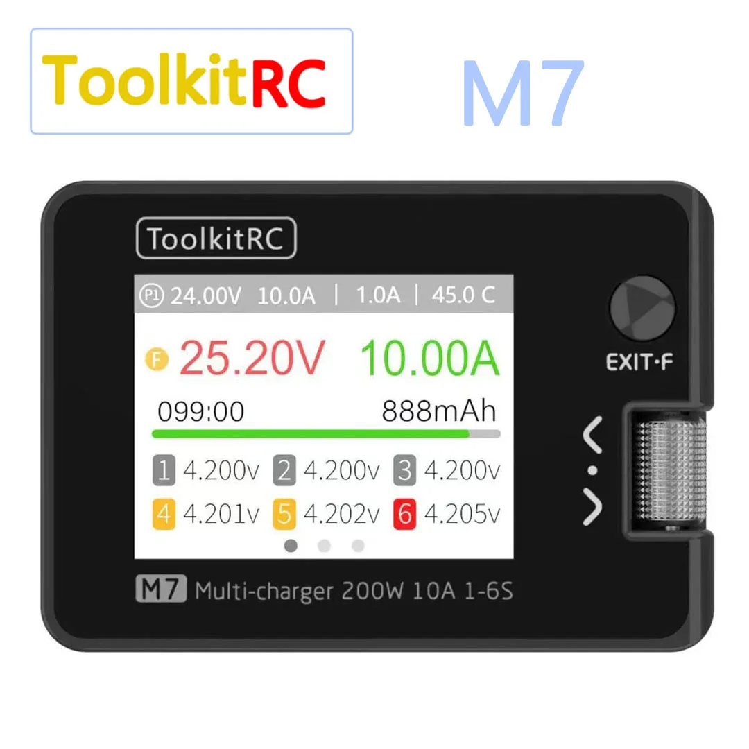 ToolkitRC M7 200W 10A Ładowarka DC Balansująca Rozładowarka Zasilacz do Akumulatorów Lipo 1-6S z Kontrolą Napięcia Serwo Test ESC Odbiornik
