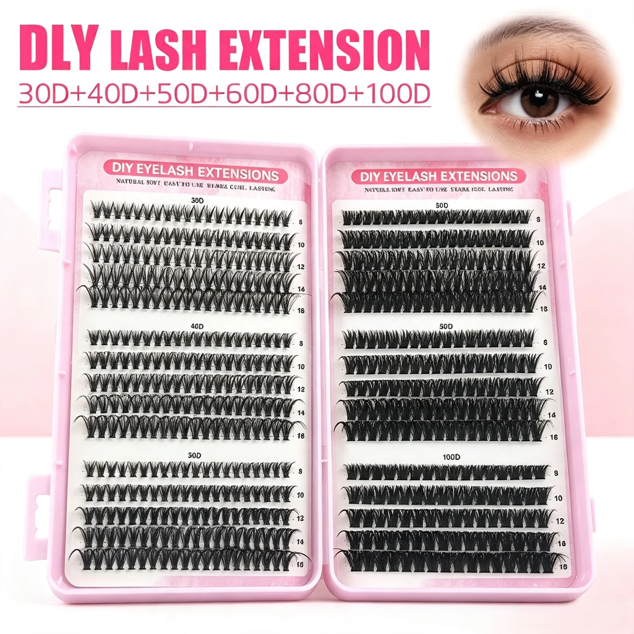 30 Rows DIY False Lashes Clusters D Curl Individual Eyelash Extensions For Natural Look Easy Application At Home Self Grafting