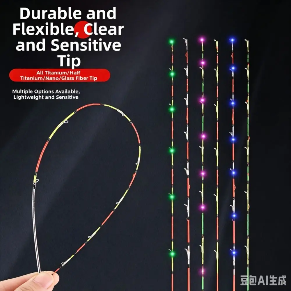 Green Light Fishing Rod Tip Half Titanium Fiberglass Fishing Pole Retractable 55cm Length Spinning Fishing Rod Outdoor Fishing