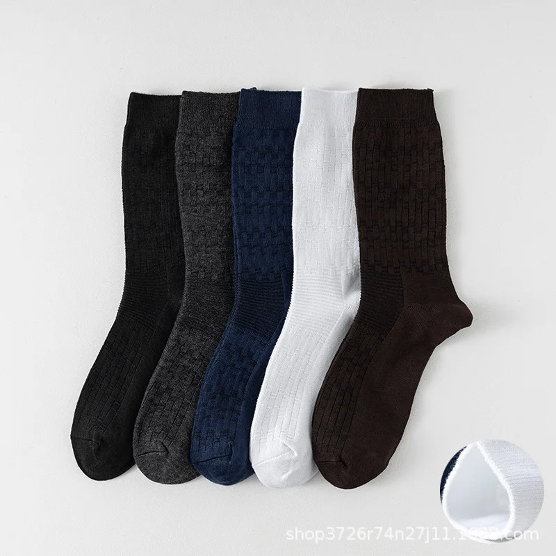 

Набор из 5 пар мужских носков средней длины с двойной вязкой, дышащие, универсальные, в британском стиле, для весны, лета и круглогодичного использования