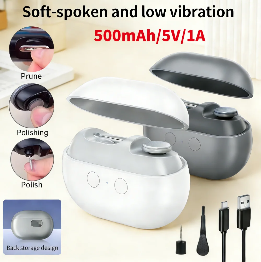 

M7 Automatic Fingernail Cutter 2 In 1 Electric Nail Polisher Type-C Charging Safety Nail Clipper for Children Adult Senior 500mA