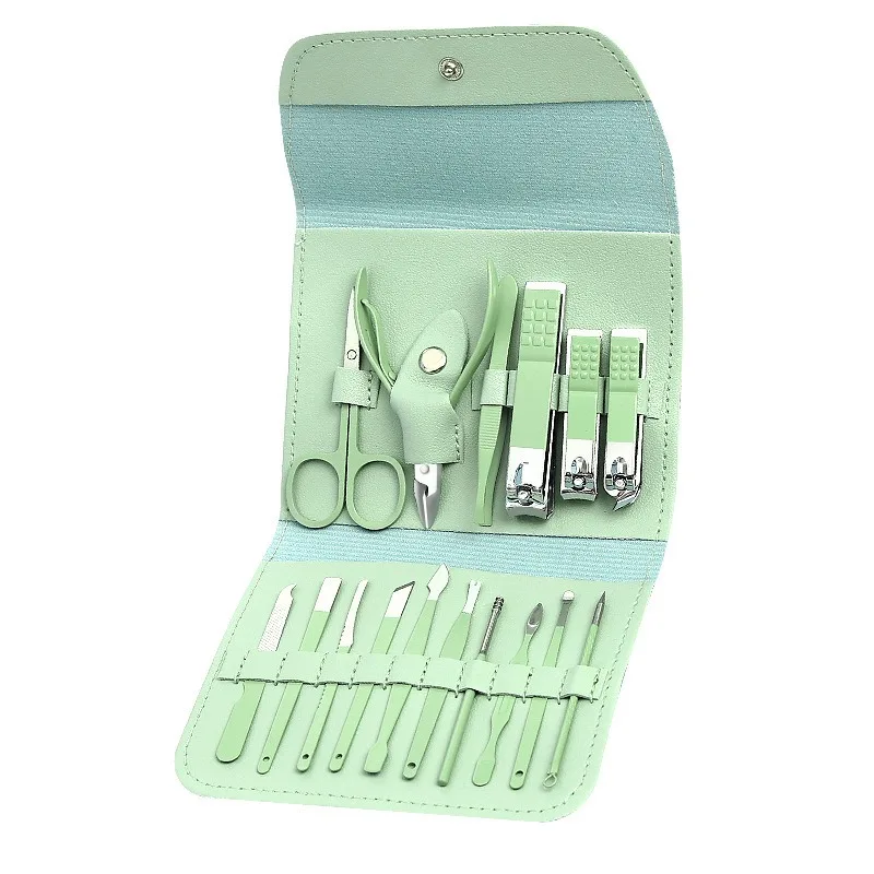 16pcs Nail clippers and nail trimming tool set, a professional nail clipper and pedicures tool kit that is easy to carry.