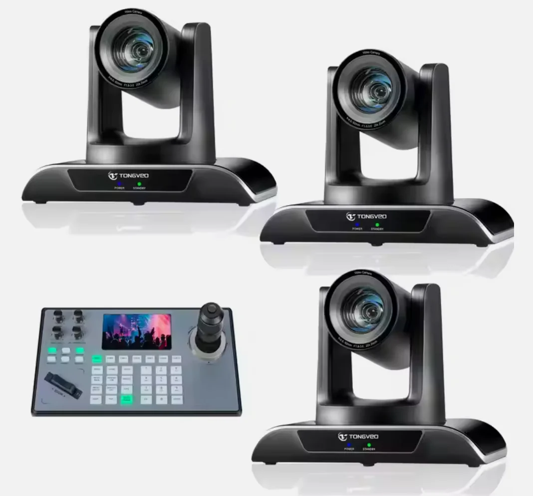 Live Streaming System AI Auto Tracking 20x Zoom PTZ Camera(3) Plus Joystick Controller for Large Events Live Broadcast