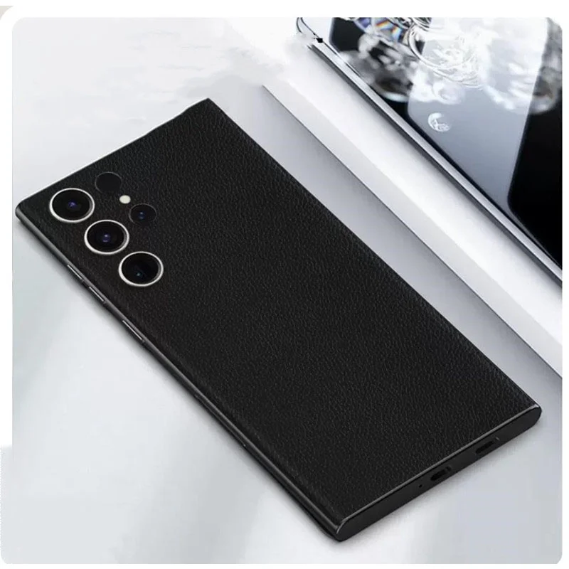 for Samsung Galaxy S23 S22 S24 Ultra Plus High-end Leather Decal Skin Back Screen Protector Film Cover Elegant Personal Sticker