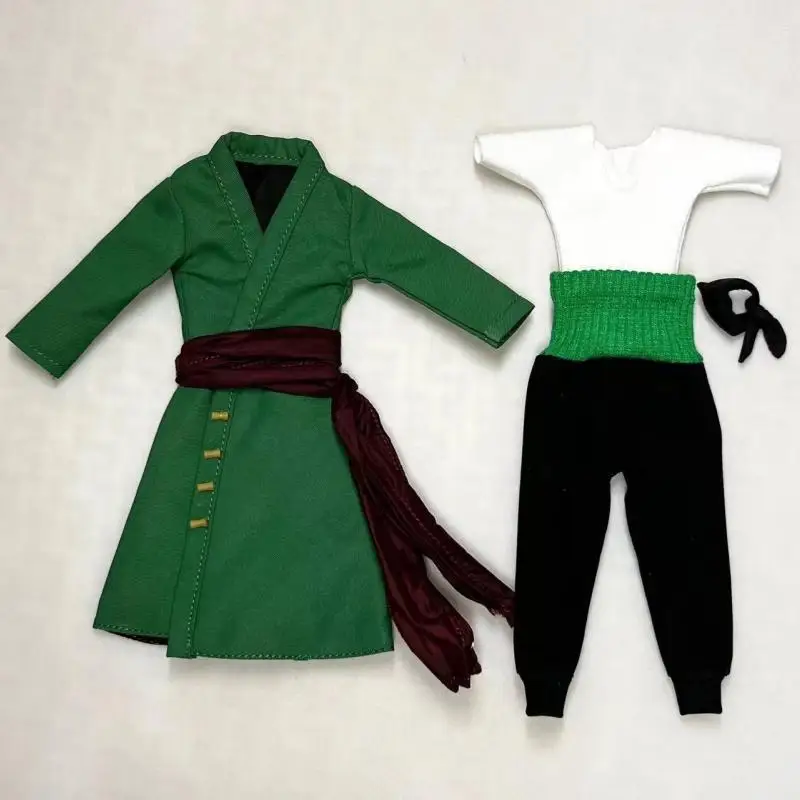 One Piece Shf Series Anime Zoro Handmade Kimono Waistband Headscarf T-Shirt Set Is Suitable for 1/12 Size Movable Humanoid Toy