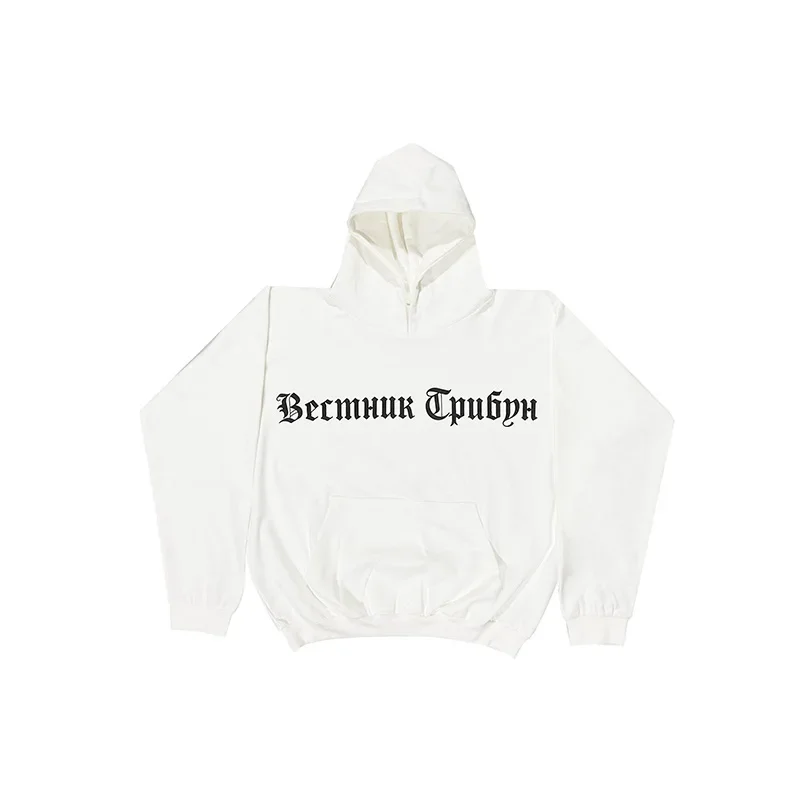 Black White Casual Fashion Couple YZY Kanye West Pullovers Hooded Men Women Best Quality Russian Print Vultures Hoodie