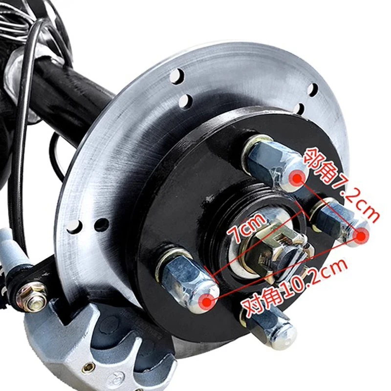 DC60V/72V 1.5KW/2KW disc brake brushless hub motor kit, electric tricycle rear axle assembly, load-bearing wheels, size optional