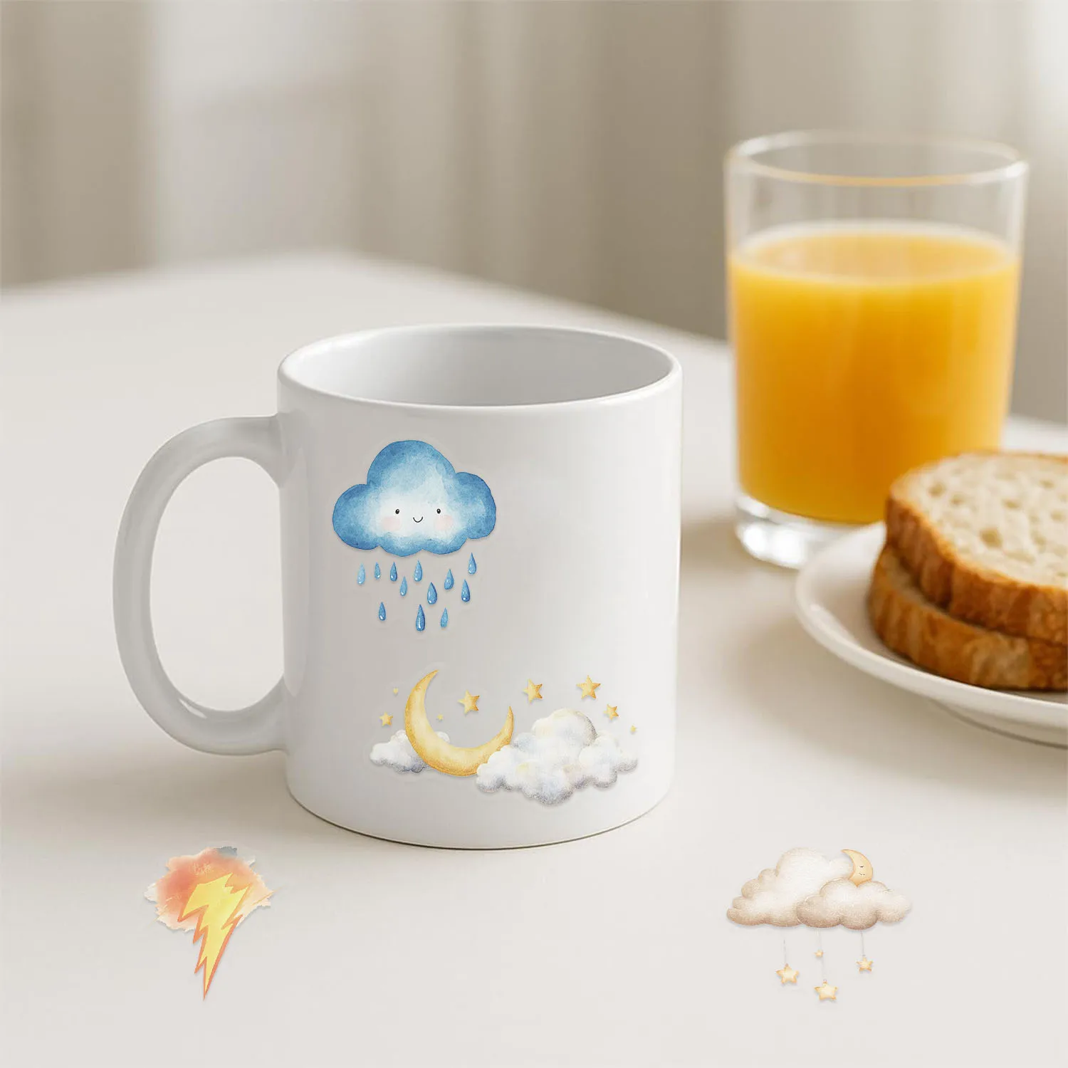 50 stuks aquarel weer transparante stickers esthetische natuurlijke stickers kawaii diy telefoon stationaire PET DIY sticker