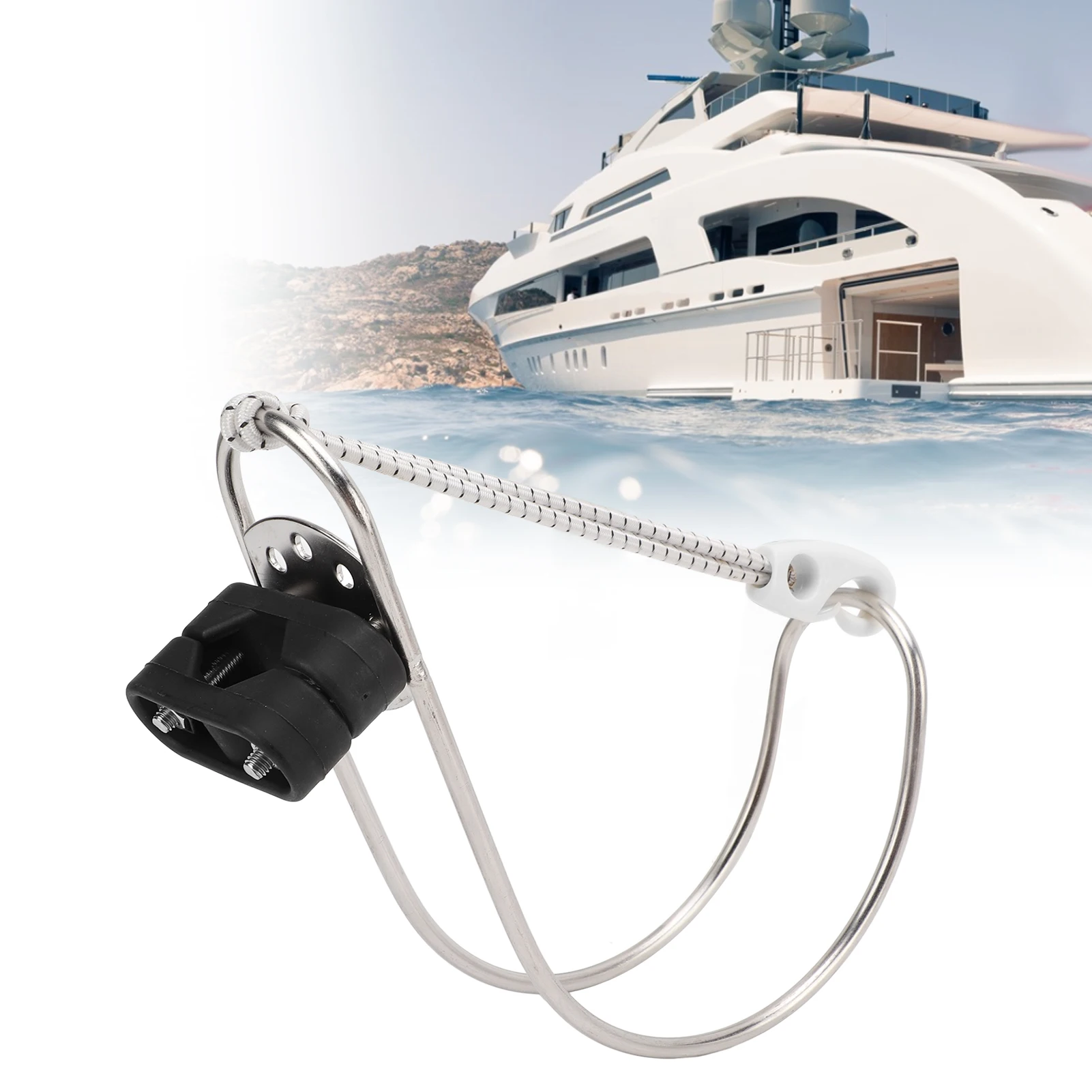 Lifebuoy Horseshoe Holder Any Angle Adjustment Facial Polishing Metallic Life Ring Holder for Boat