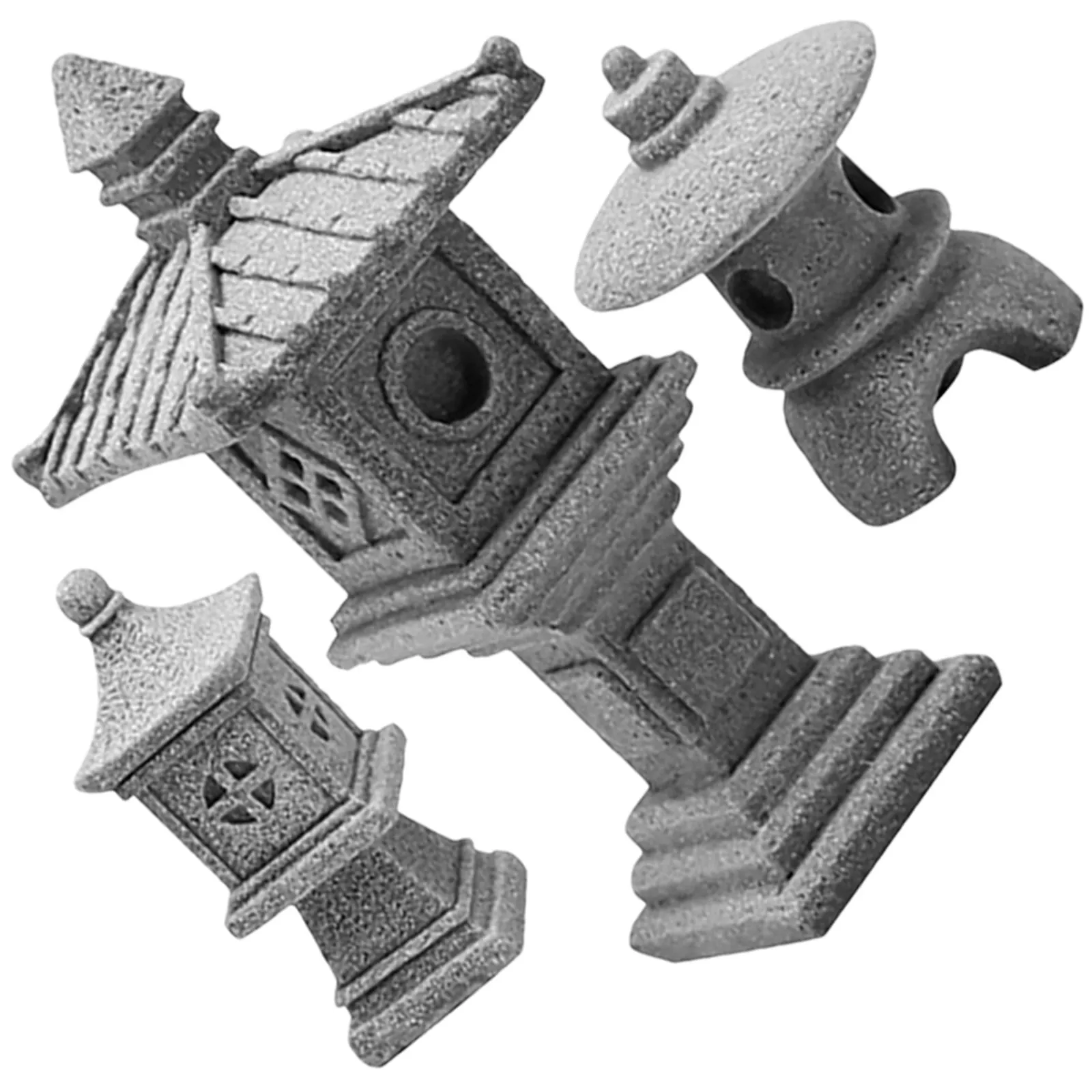 1Set Handcrafted Stone Pagoda Landscape Adornment Zen Garden Tower Decor Bonsai Arrangement Micro Garden Ornament Tabletop Home