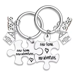 2026 Stainless Steel 2Pcs Our First Home Keychain New Home New Adventure Keychain Housewarming Present Puzzle Matching Keychain