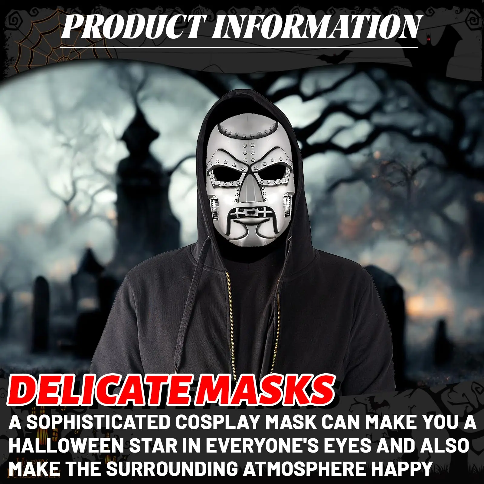 2PCS Dr Doom Mask with Cloak Supervillain Victor Doom Helmet Carnival Halloween Costume Cosplay Props