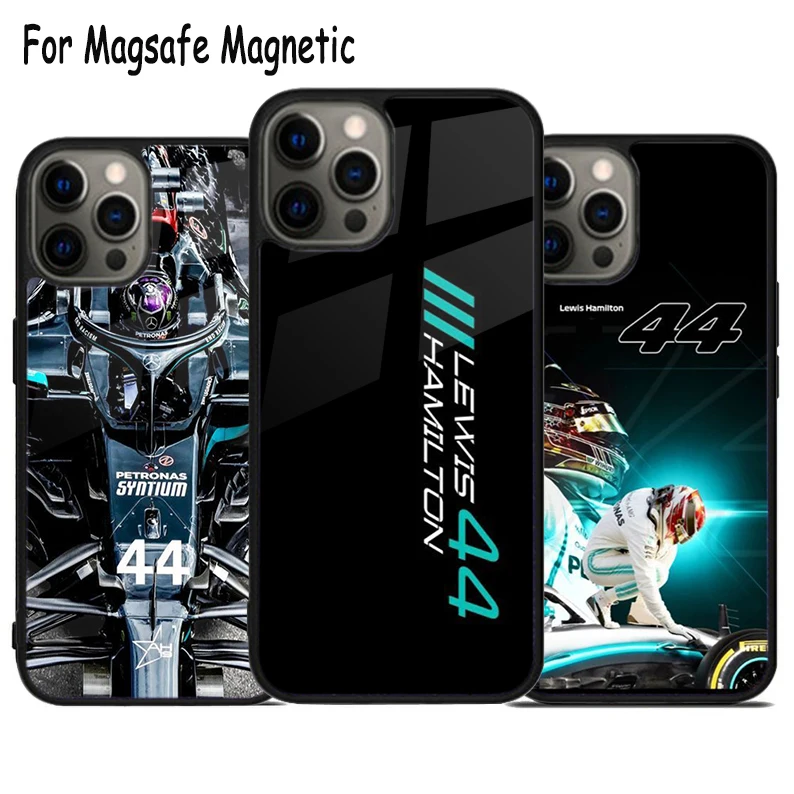 F1 Lewis Hamilton 44 Wireless Charge Magsafe Phone Case For iPhone 15 16 14 13 11 12 Pro Max Plus Magnetic Bumper Cover