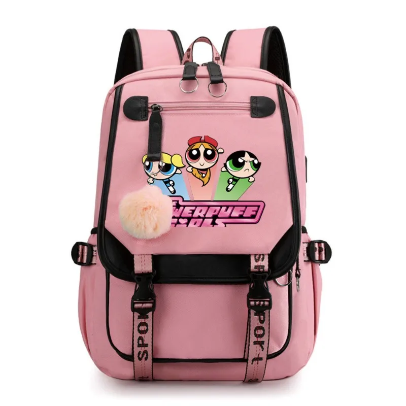 

The PowerPuffs Cartoon Girls Backpacks Large Capacity Schoolbag Student Girls School Bags Camping Durable Rucksack Anime Gift