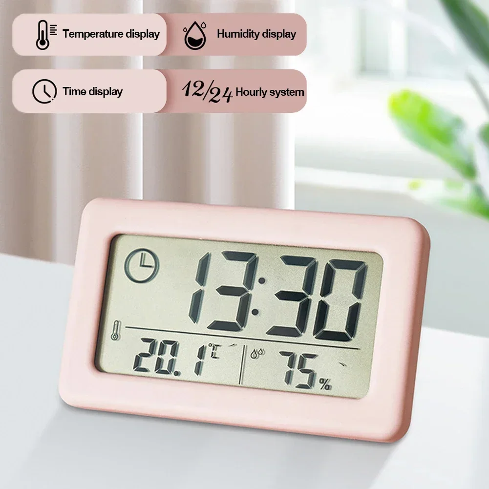 ساعة إلكترونية مكتبية صغيرة LCD للطاولة الرقمية لسطح المكتب والمنزل والمكتب الصامت وساعة عرض الوقت