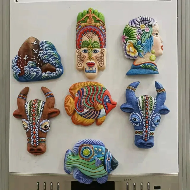 Hainan style color carving refrigerator sticker handicraft souvenir gift