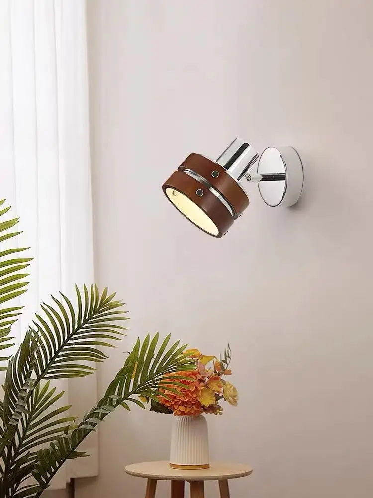 

French The Log style Wall Lamp Folding Rocker Arm Solid Wood Retractable Sconces Home Decoration Wall Lighting Bedside Bedroom