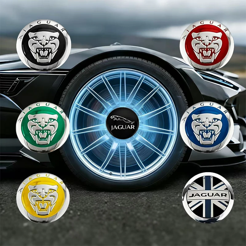 4 unidades de pegatinas para tapas centrales de llanta con emblema de coche para Jaguar X-Type F-Pace E-Pace XF XE XJ F-Type XKR XEL XFL XK XJL