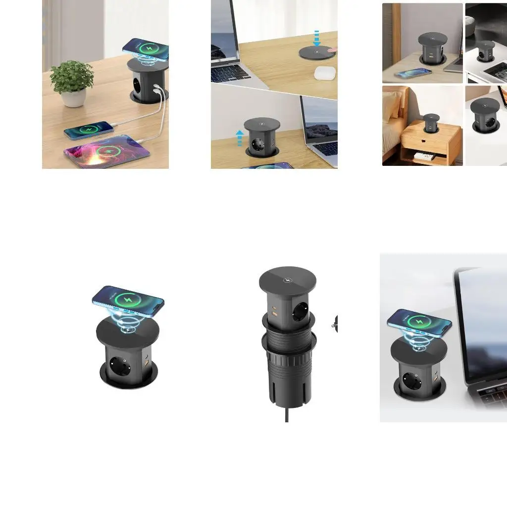 

652F скрытая зарядная станция лифта 4 электрические розетки 2 USB C Port 15W Зарядка для столешний