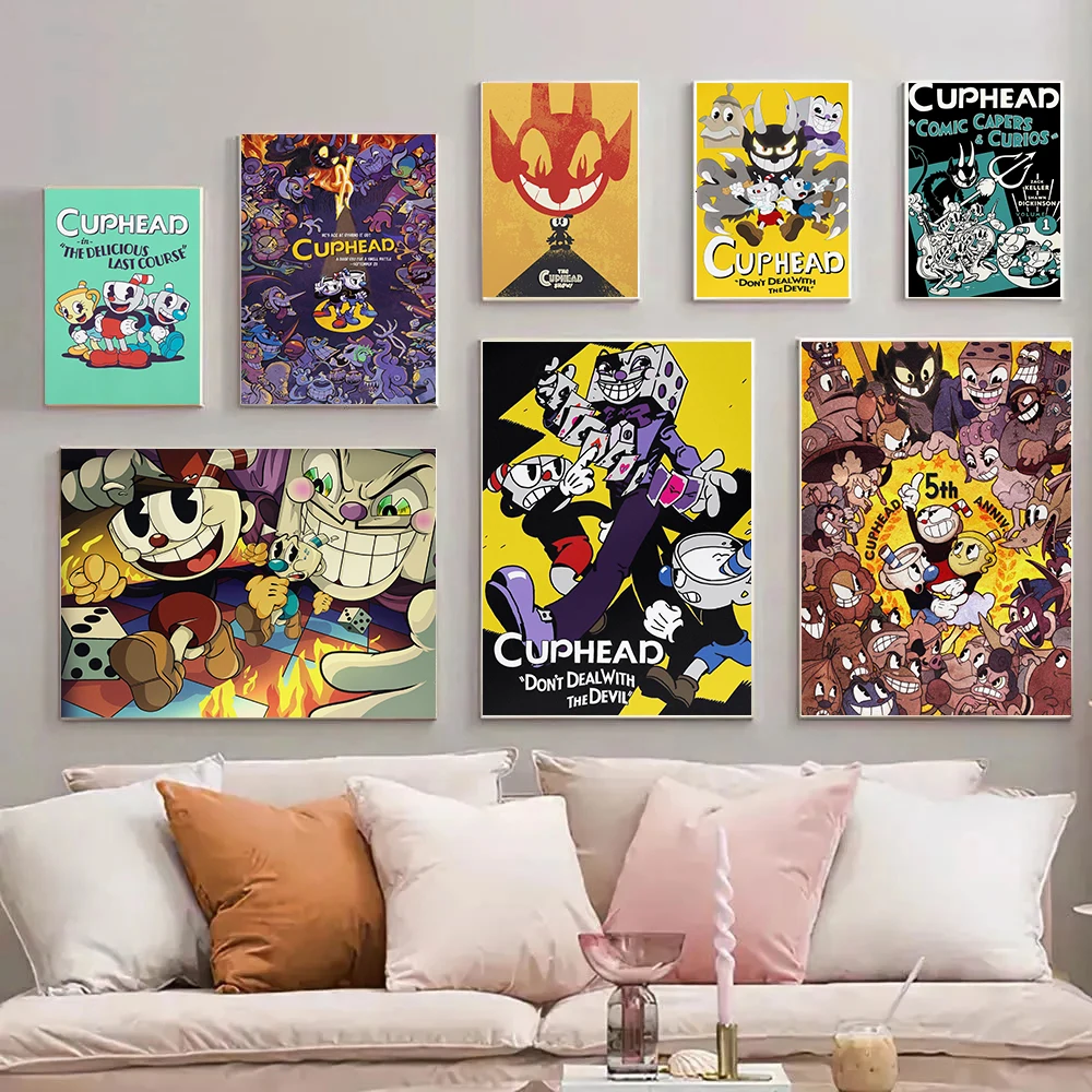 Popular Action Shooting Games C-Cuphead Posters Platform Jump Modern Prints Canvas Painting Wall Pictures Home Living Room Decor