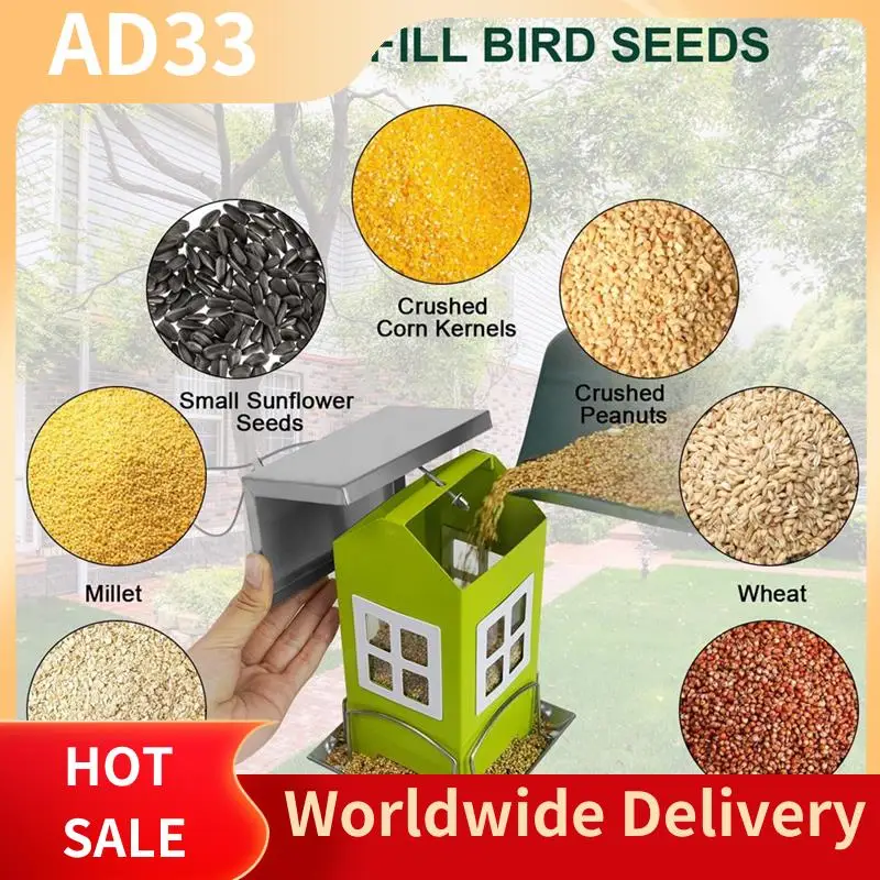 

Top Deals Bird House Feeders For Outdoors Hanging-Metal Wild Bird House Feeders With 4 Ports,Garden Yard Decor Hanging