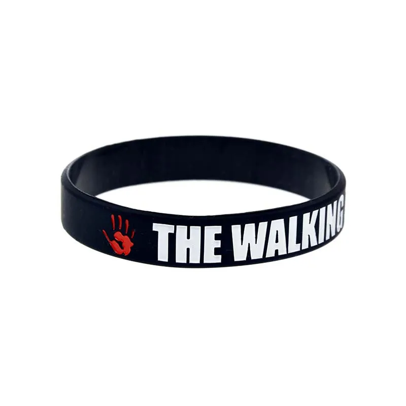 Movie The Walking Dead Sport Bracelet Evil Hand Pattern Wristband Black Silicone Rubber Bracelet Bangle Halloween Jewelry Lovers