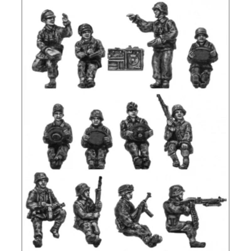 Schaal 1/72 gegoten harsfiguurmodelset WWII Duitse verkenningseenheid 12 figuren ongeverfd