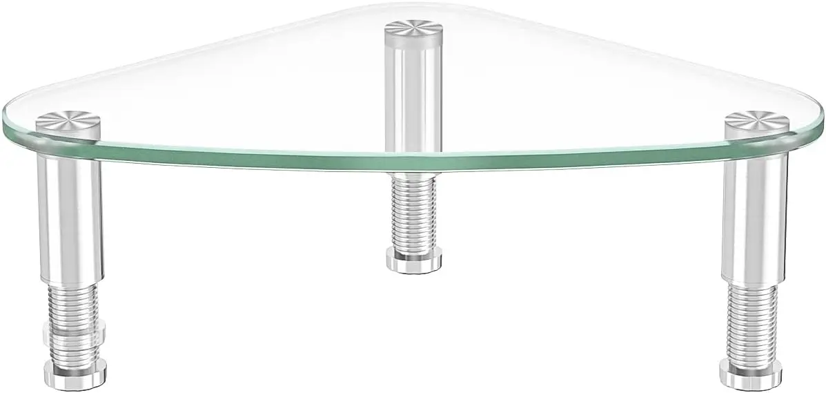 

Clear Glass Monitor Riser with Adjustable Height for Corner Desk and Laptop
