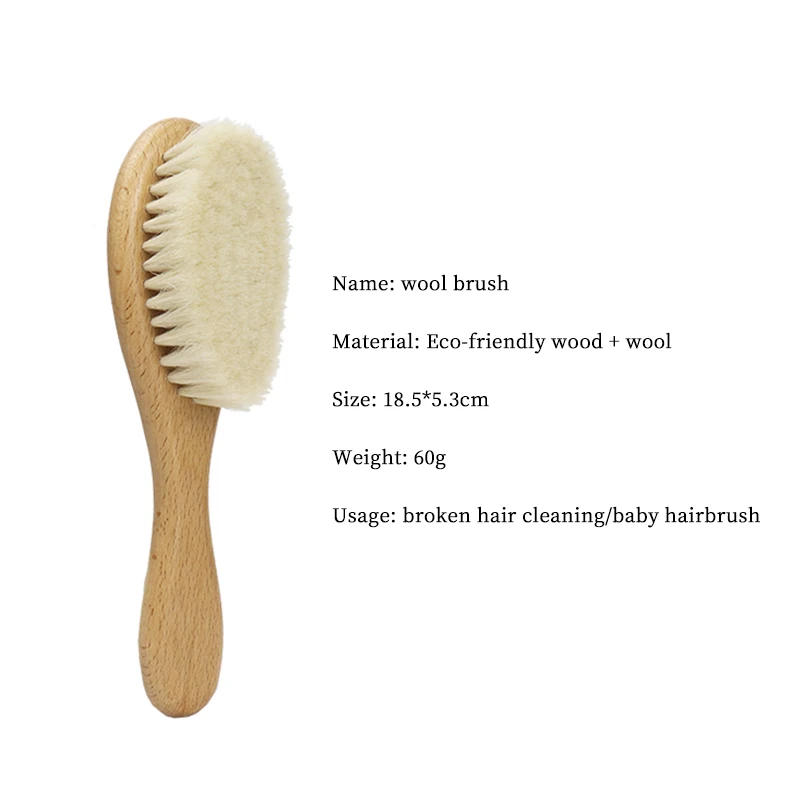 New Baby Care Pure Natural Wool Baby Wooden Hair Brush Newborn Comb Hair Bath Brush